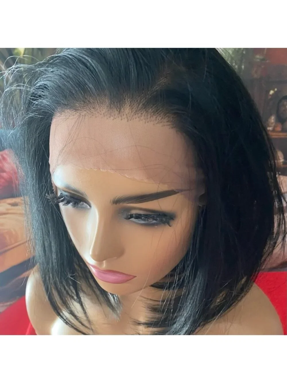 NEW! Free part Lace Front Wig - black angled bob